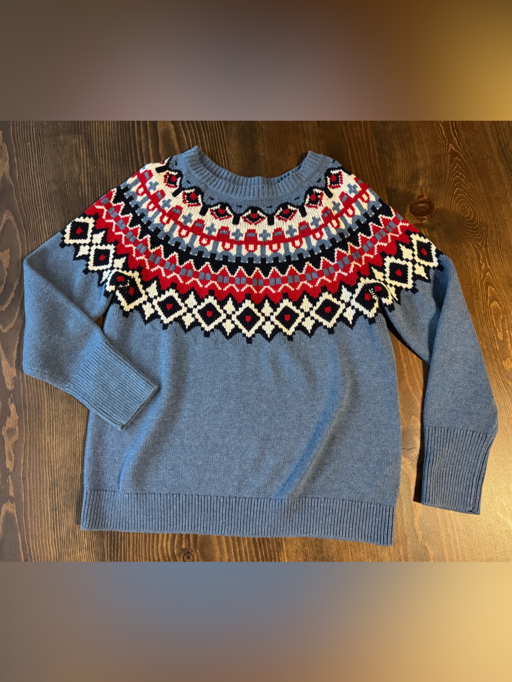 Chaps Light Blue Fair Isle Crewneck Sweater